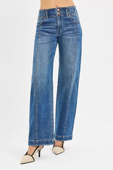 Mid Rise Fit Wide Baggy Jeans Risen